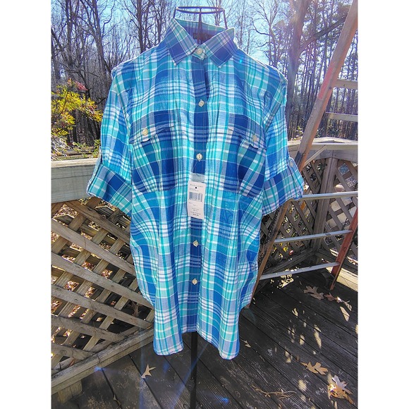 Lauren Ralph Lauren Tops - NWT Lauren Ralph Lauren Blue Green Multi Plaid Button Down Long Sleeve Shirt